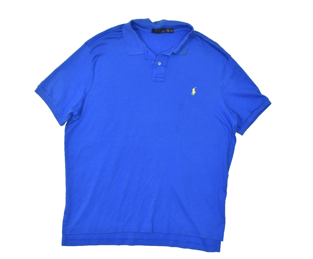 Polo by Ralph Lauren Men's Polo Shirt Blue Yellow Pony Stain Size XXL Pony